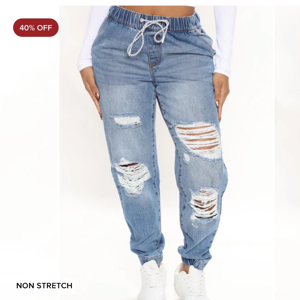 Blue Ankle Cropped Distressed Jeans